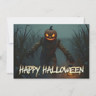 Scène d'Halloween avec une tête de citrouille effr