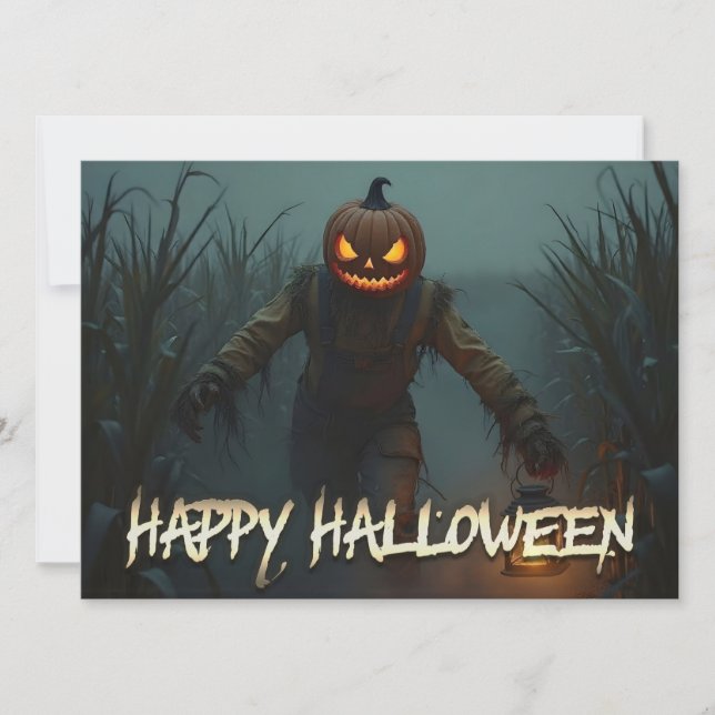 Scène d'Halloween avec une tête de citrouille effr (Devant)