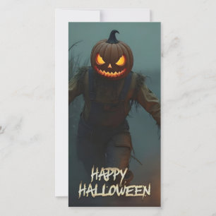 Scène d'Halloween avec une tête de citrouille effr