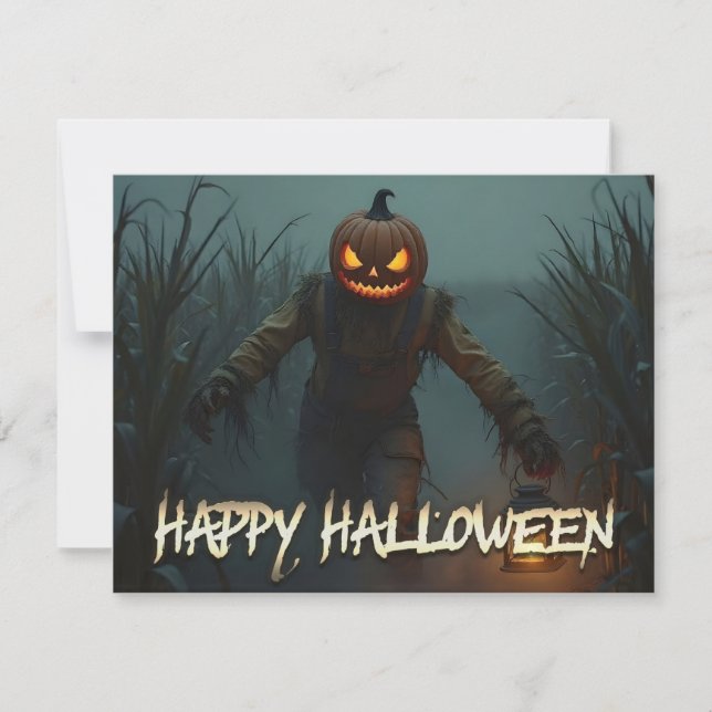 Scène d'Halloween avec une tête de citrouille effr (Devant)