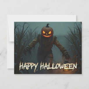 Scène d'Halloween avec une tête de citrouille effr