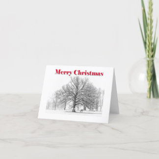 Scène d'hiver Carte de Noël Bow blanc (plié)