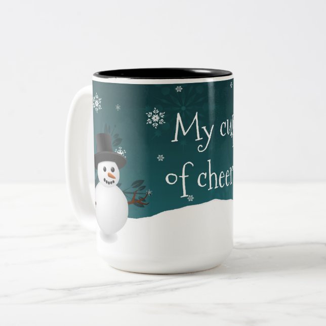 Scène d'hiver de Snowman turquoise Mug de Noël (Devant gauche)