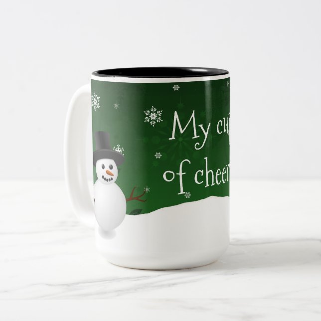 Scene d'hiver Green Snowman Mug de Noël (Devant gauche)