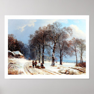 Scène d'hiver Poster de peinture Vintage