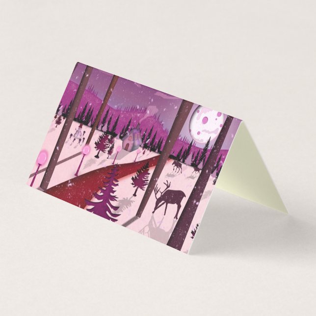 Scène d'hiver violet 25 Pack Cartes de Noël (Front)