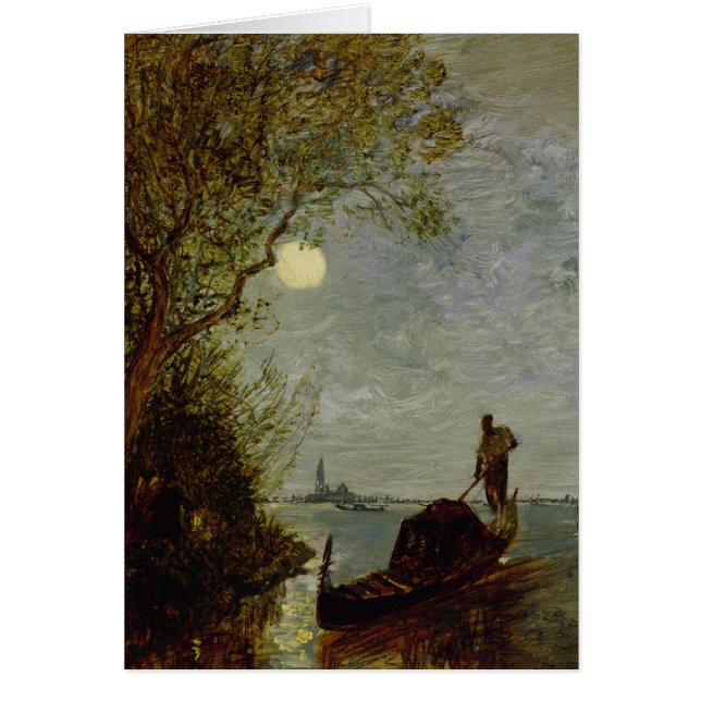 Scène éclairée par la lune avec la gondole (Devant)