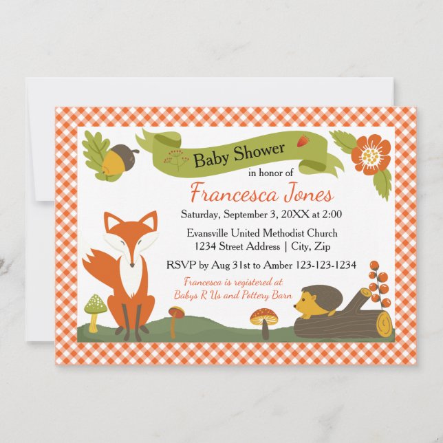 Scène forestière - Invitation à une baby shower (Devant)