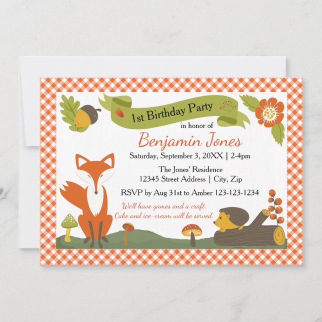 Scène forestière - Invitation à une fête d'anniver (Devant)