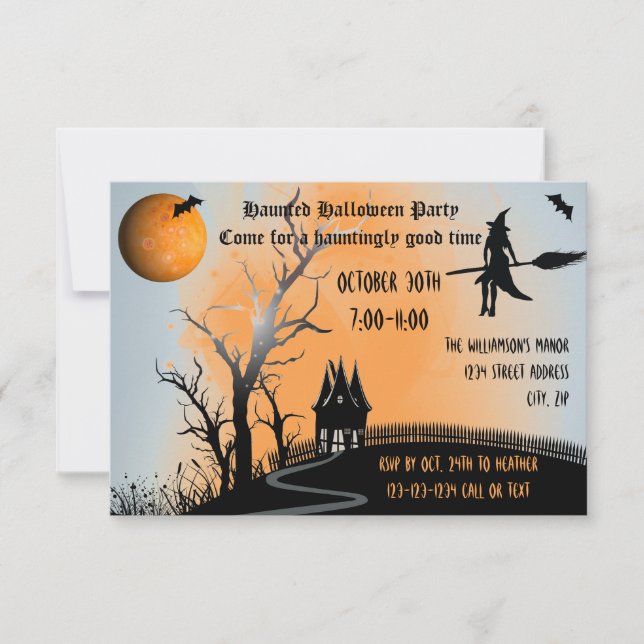 Scène hantée - Invitation du parti Halloween 3x5 (Devant)