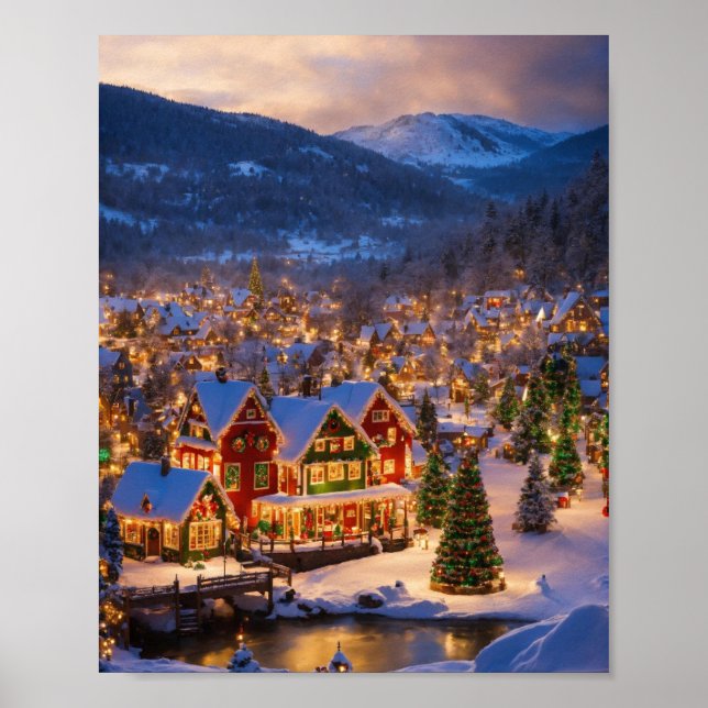 Scène hiver Joyeux affiche de Noël (Devant)