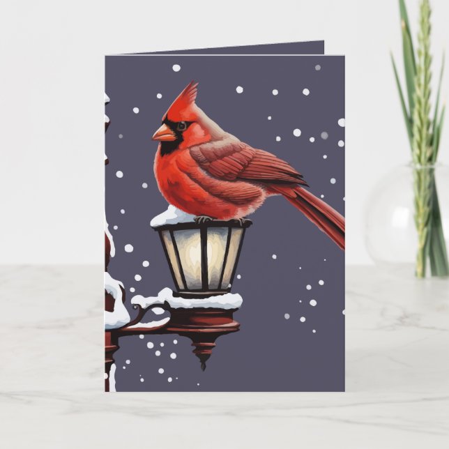 Scène hivernale avec carte de Noël au cardinal (Devant)