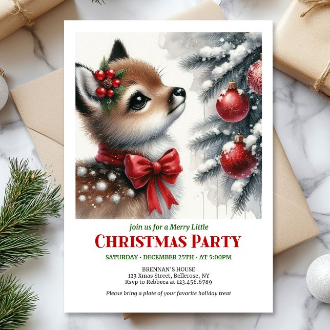 Scène hivernale joyeuse Invitation de Noël pour en (Merry winter scene Christmas kids invitation editable template)