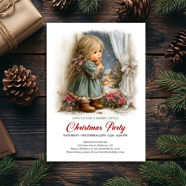 Scène magique d'hiver Fille Invitation de vacances (Magical Winter Scene Girl Festive Holiday Invite)