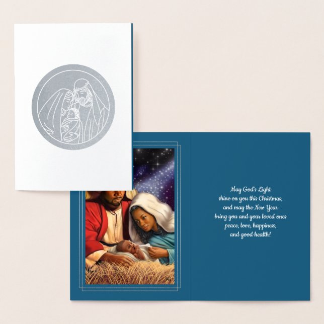 Scène Nativité Luxe Véritable Foil Cartes de Noël (Affichage)