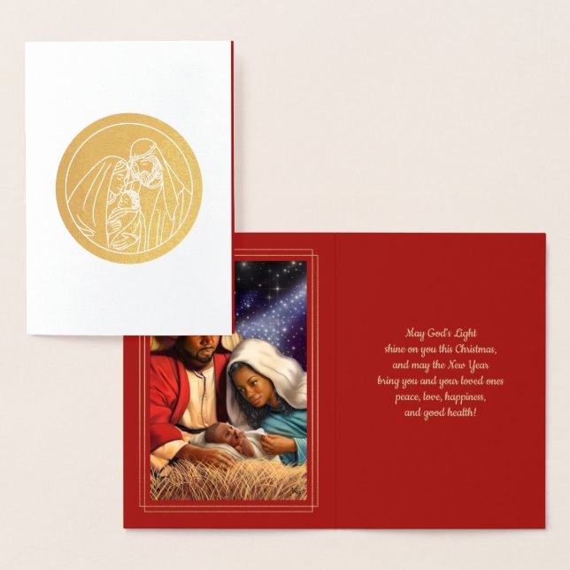 Scène Nativité Luxe Véritable Foil Cartes de Noël (Affichage)