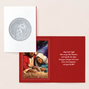 Scène Nativité Luxe Véritable Foil Cartes de Noël