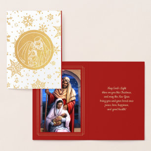 Scène Nativité Luxe Véritable Foil Cartes de Noël