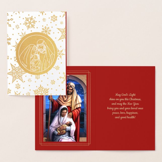 Scène Nativité Luxe Véritable Foil Cartes de Noël (Affichage)