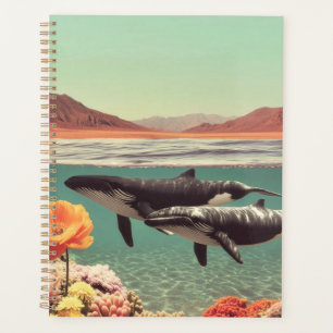 Scène Océanique Surréelle Avec Baleines Et Corail
