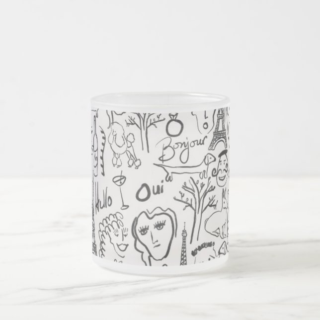 Scène Paris Rue - Mug de dessin en noir et blanc (Centre)