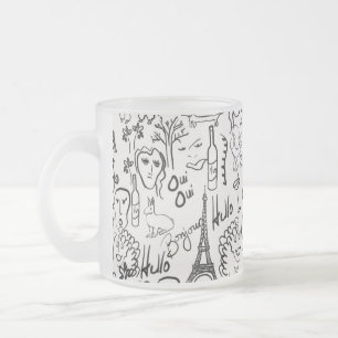 Scène Paris Rue - Mug de dessin en noir et blanc