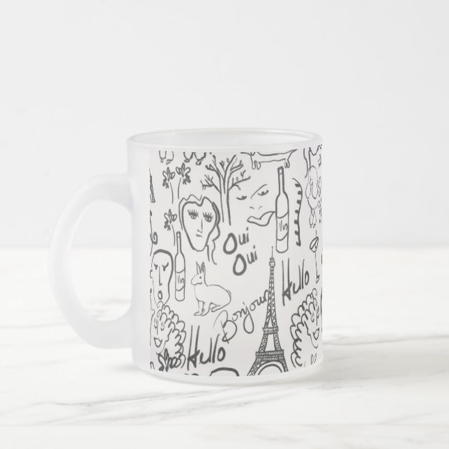 Scène Paris Rue - Mug de dessin en noir et blanc (Gauche)