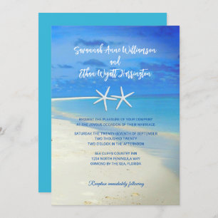 Scène Plage Faire-part de mariage d'étoiles de mer