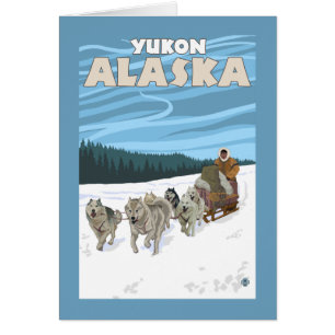 Scène Sledding de chien - le Yukon, Alaska