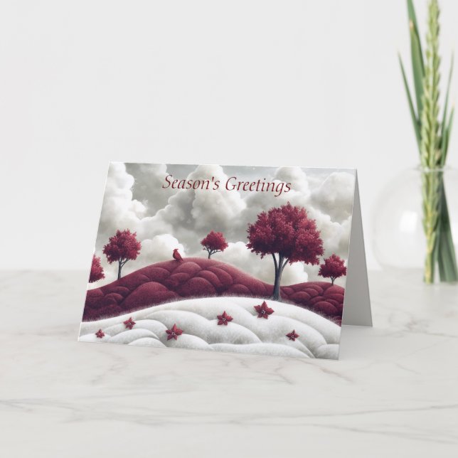 Scène Surréelle Avec Poinsettias Carte de Noël (Devant)