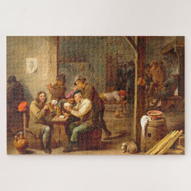 Scène Taverne, Teniers, Puzzle d'Art flamand (Horizontal)
