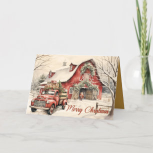 Scène vintage : Père Noël Avec Carte de Noël Camio