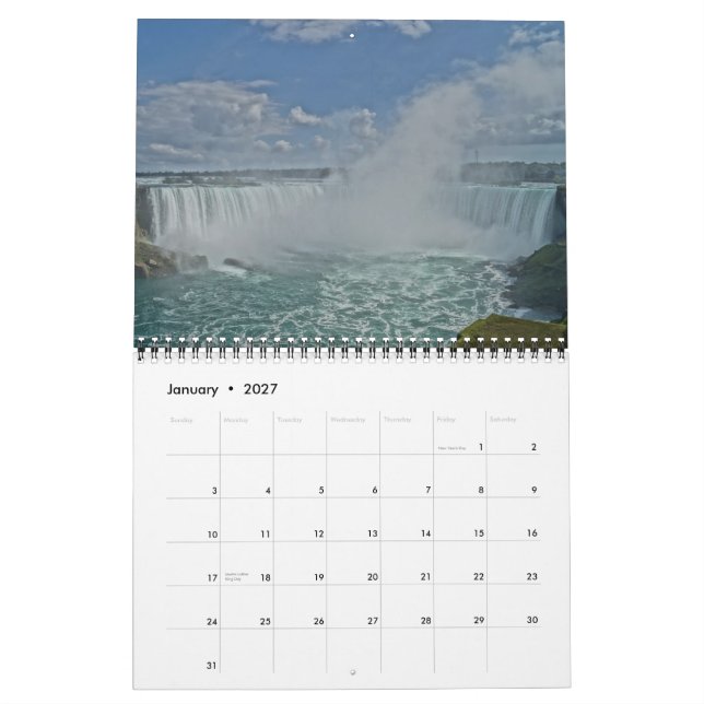Scènes de calendrier des chutes du Niagara 2015 (Jan 2027)