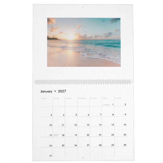 Scènes de plage Calendrier 12 mois Ajouter vos pho (Jan 2027)
