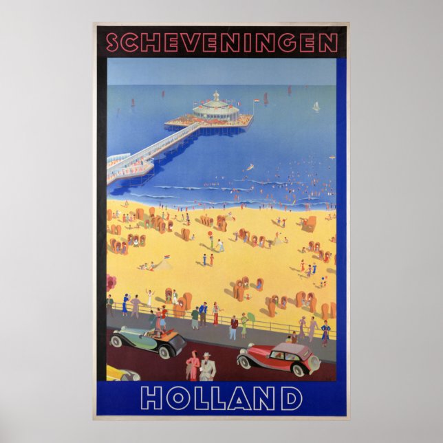 Scheveningen in Holland Vintage Travel Poster Rest (Devant)