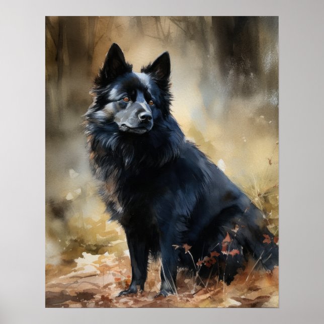 Schipperke Dog Art Imprimer Poster (Devant)