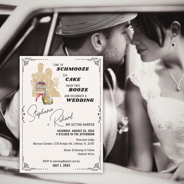 Schmooze et Booze Fun Faire-part de mariage (Créateur téléchargé)