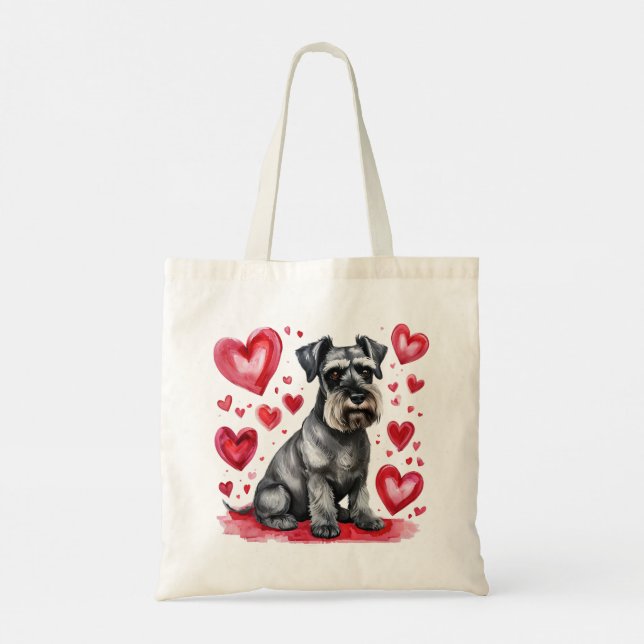 Schnauzer and Hearts Tote Bag (Dos)