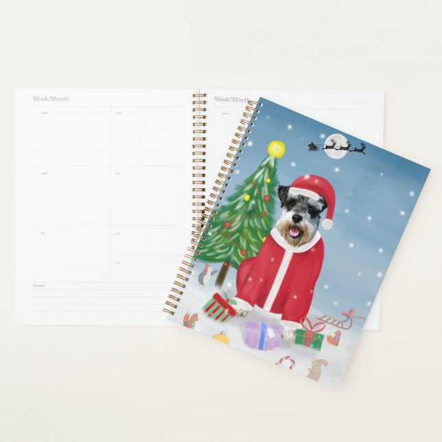 Schnauzer Chien à Noël de neige (Devant avec enveloppe)