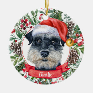 Schnauzer Chien Personnalisé Santa Hat Ornement de