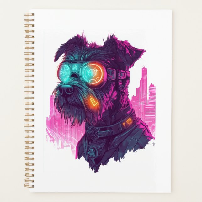 Schnauzer Cyberpunk � Chien Néon Futuriste (Devant)
