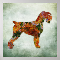 Schnauzer Dog Art Imprimer Poster Floral