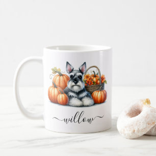 Schnauzer Dog Fall Mug avec nom personnalisé