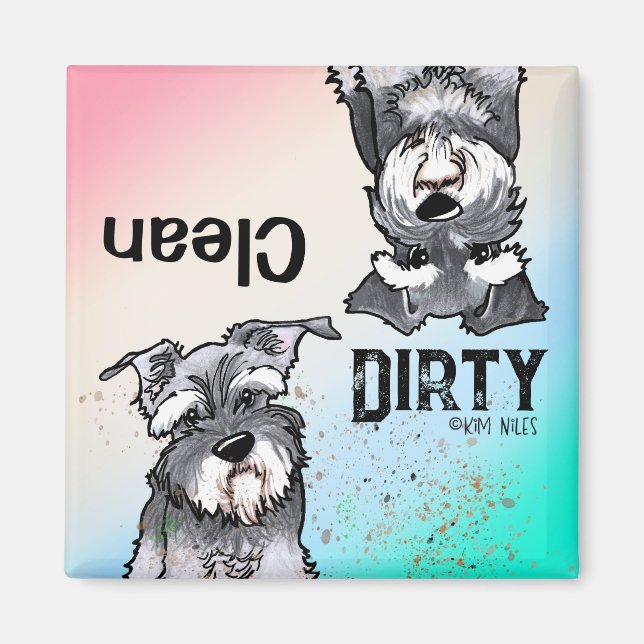 Schnauzer duo Clean Dirty lave-vaisselle Magnet (Devant)