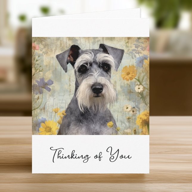 Schnauzer Floral Charmeur (Easily customize the text on the front of this pretty Schnauzer card with just a few clicks.)