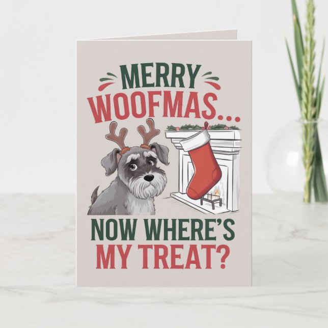 Schnauzer Funny Chien de Noël Carte (Devant)