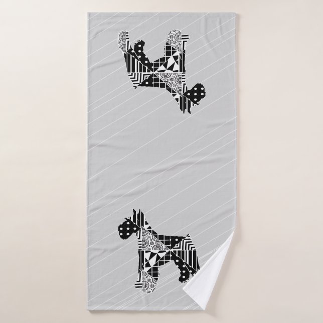 Schnauzer géométrique moderne (Serviette de bain)