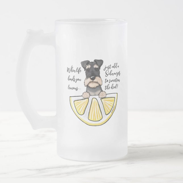 Schnauzer Life Lemons Frosted Glass Beyrouth Mug (Gauche)