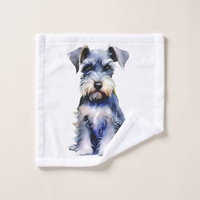 Schnauzer miniature d'aquarelle (Gant de toilette)