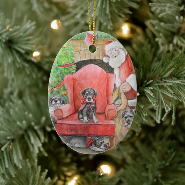 Schnauzer Noël Chien Art ornement de Noël (Arbre)